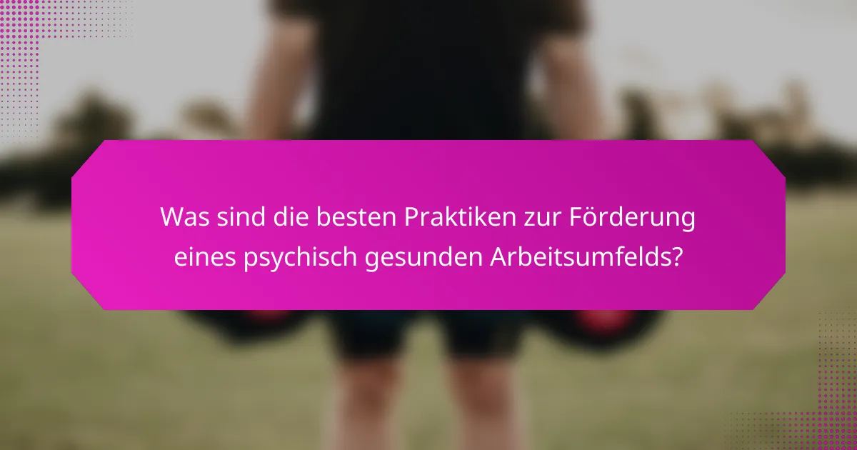 Was sind die besten Praktiken zur Förderung eines psychisch gesunden Arbeitsumfelds?