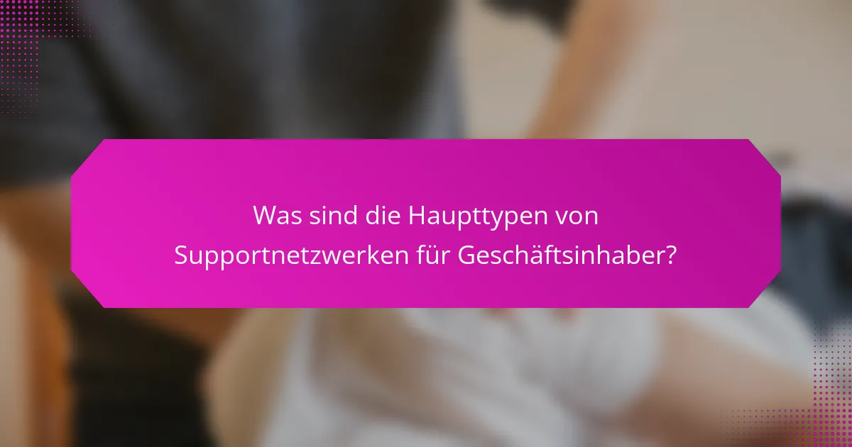 Was sind die Haupttypen von Supportnetzwerken für Geschäftsinhaber?
