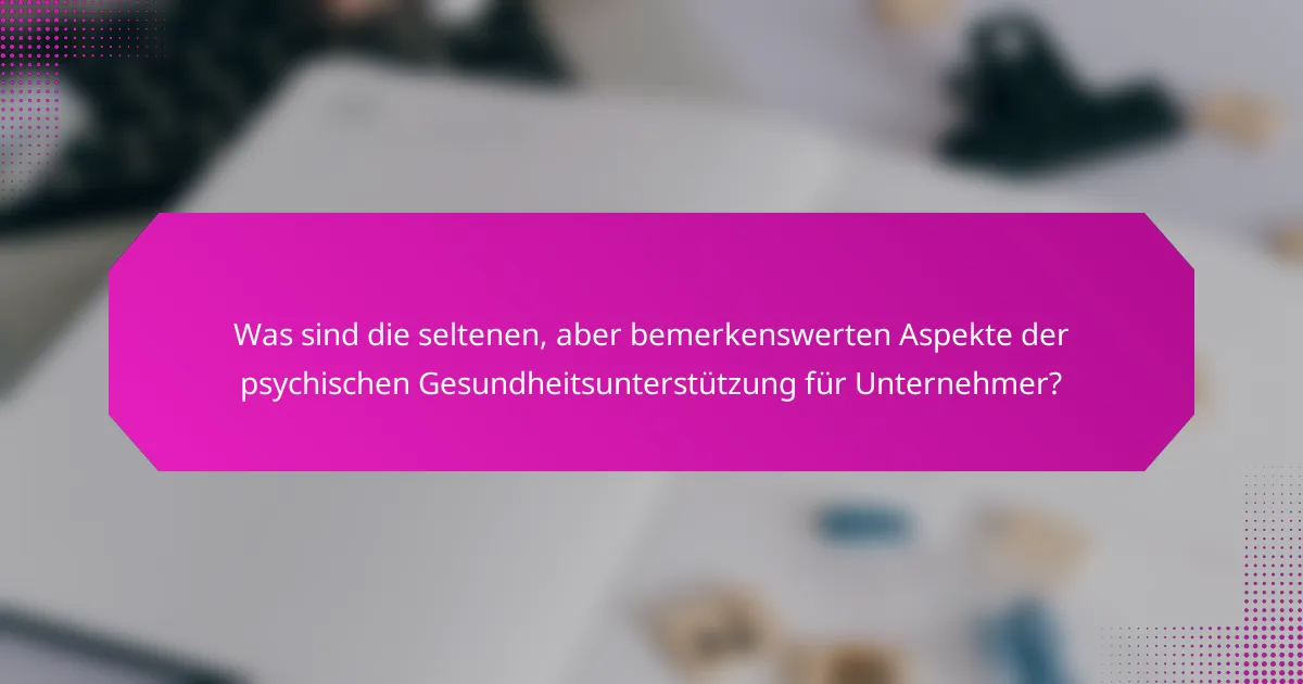 Was sind die seltenen, aber bemerkenswerten Aspekte der psychischen Gesundheitsunterstützung für Unternehmer?
