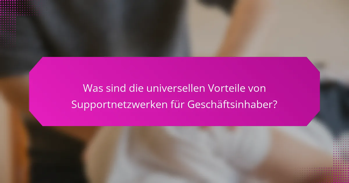 Was sind die universellen Vorteile von Supportnetzwerken für Geschäftsinhaber?