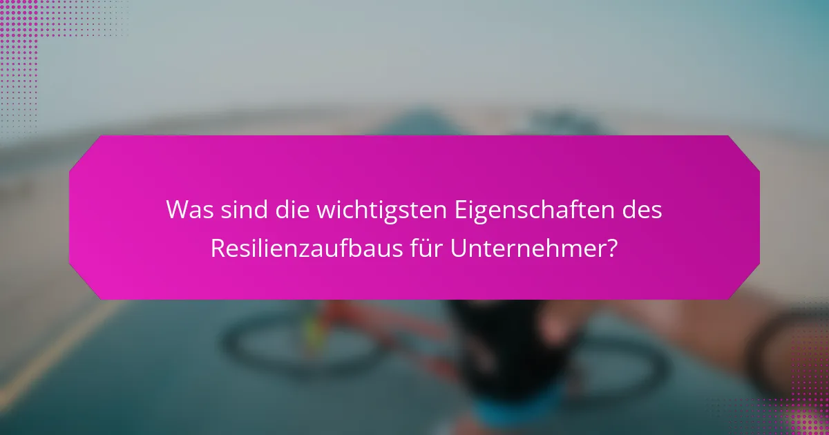 Was sind die wichtigsten Eigenschaften des Resilienzaufbaus für Unternehmer?