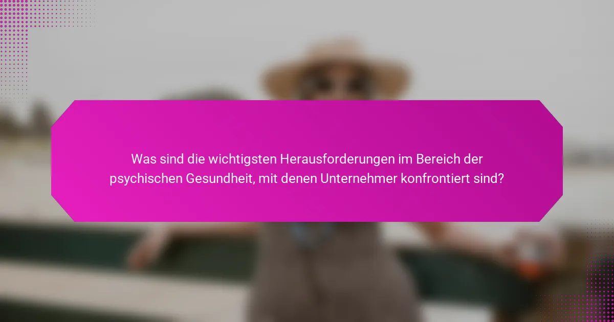 Was sind die wichtigsten Herausforderungen im Bereich der psychischen Gesundheit, mit denen Unternehmer konfrontiert sind?