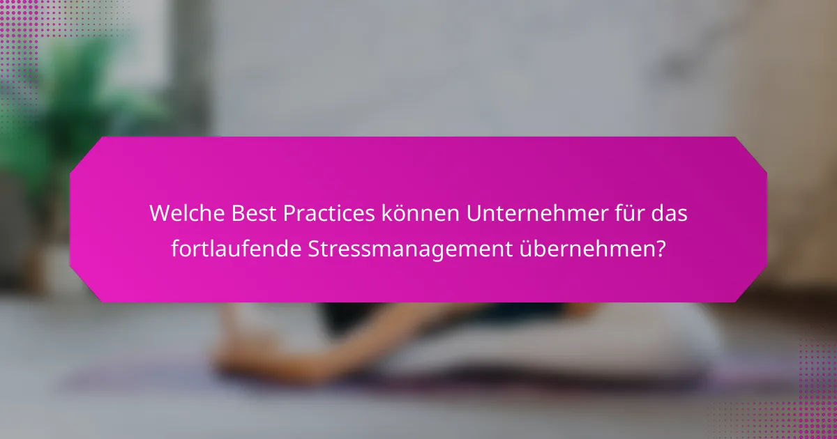 Welche Best Practices können Unternehmer für das fortlaufende Stressmanagement übernehmen?
