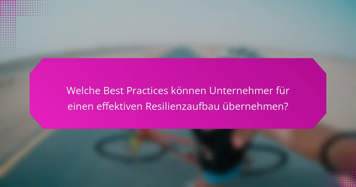 Welche Best Practices können Unternehmer für einen effektiven Resilienzaufbau übernehmen?