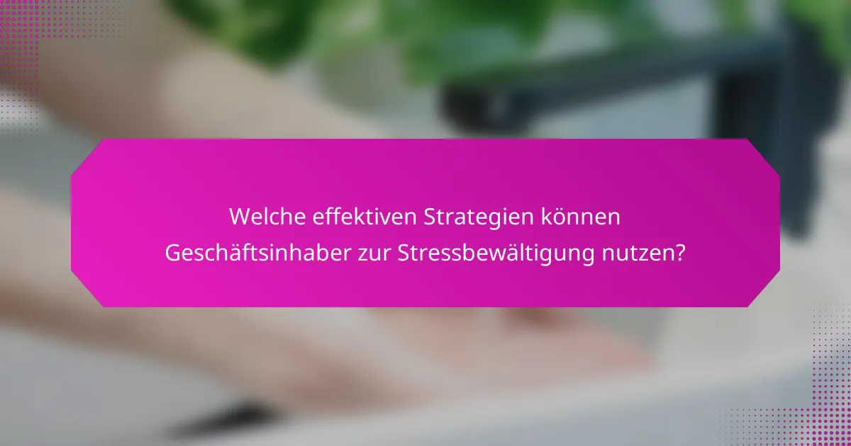 Welche effektiven Strategien können Geschäftsinhaber zur Stressbewältigung nutzen?