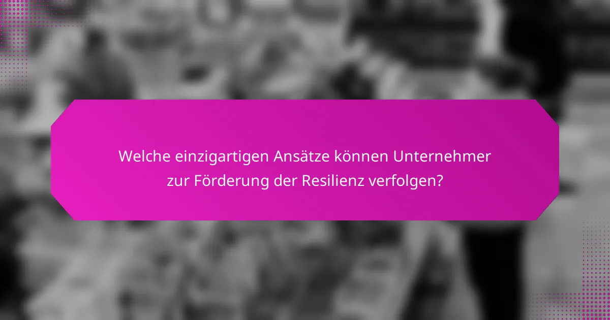 Welche einzigartigen Ansätze können Unternehmer zur Förderung der Resilienz verfolgen?