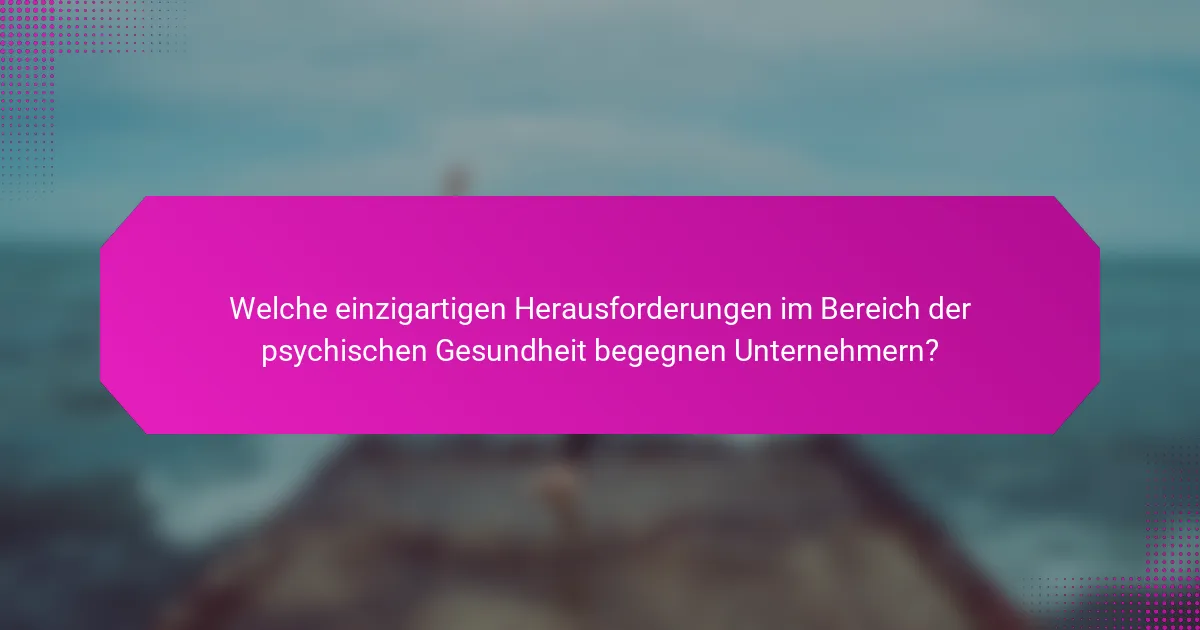 Welche einzigartigen Herausforderungen im Bereich der psychischen Gesundheit begegnen Unternehmern?