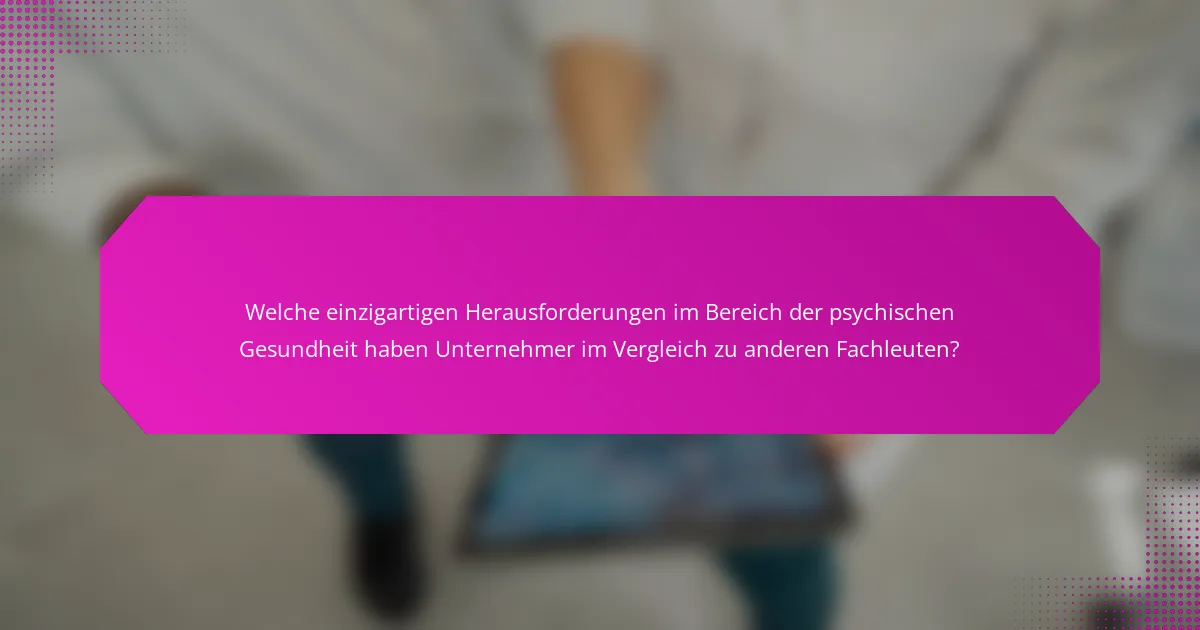 Welche einzigartigen Herausforderungen im Bereich der psychischen Gesundheit haben Unternehmer im Vergleich zu anderen Fachleuten?