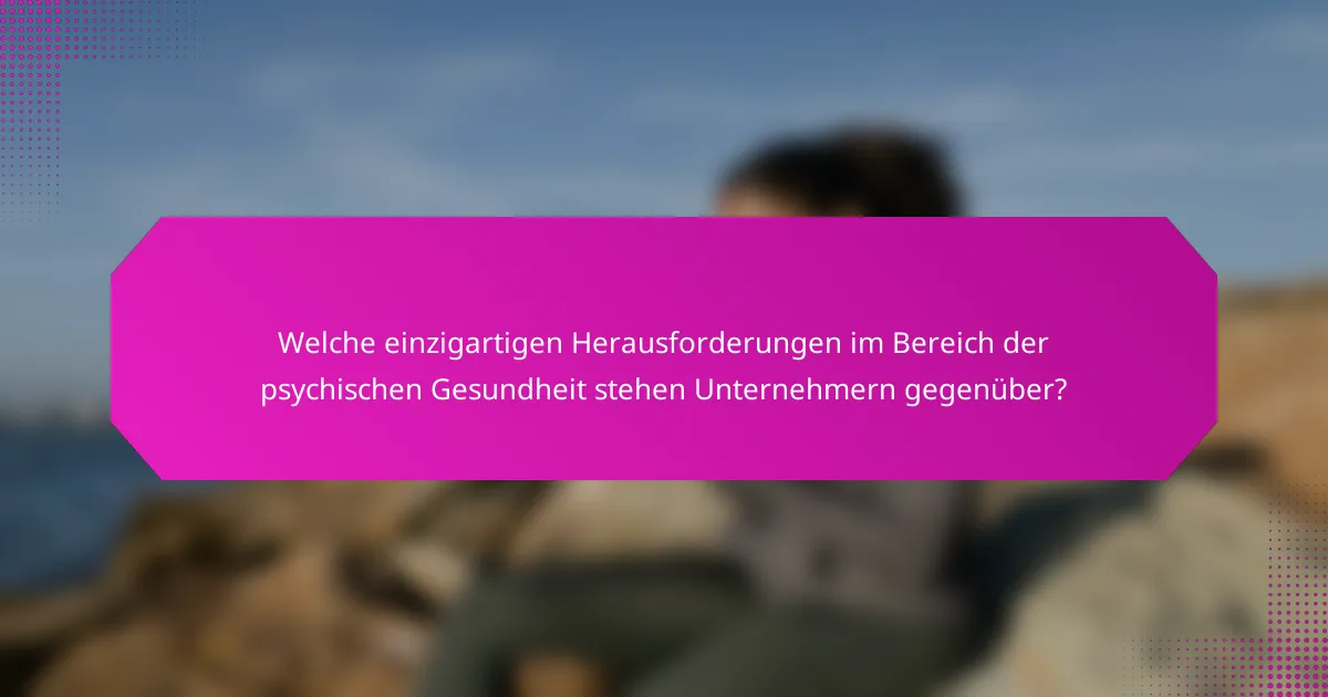 Welche einzigartigen Herausforderungen im Bereich der psychischen Gesundheit stehen Unternehmern gegenüber?