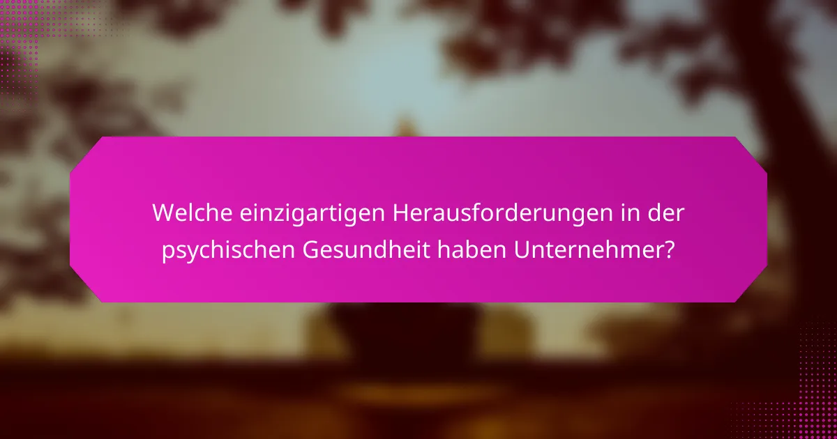 Welche einzigartigen Herausforderungen in der psychischen Gesundheit haben Unternehmer?
