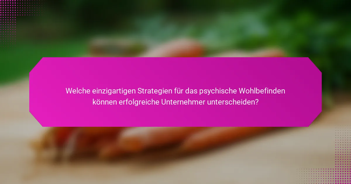 Welche einzigartigen Strategien für das psychische Wohlbefinden können erfolgreiche Unternehmer unterscheiden?
