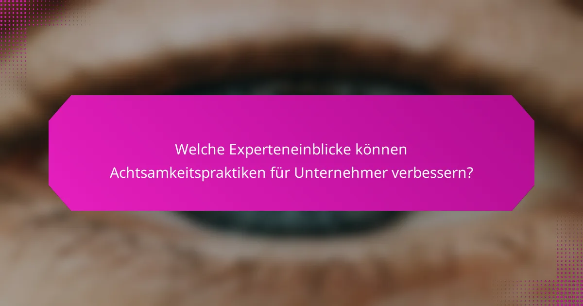Welche Experteneinblicke können Achtsamkeitspraktiken für Unternehmer verbessern?