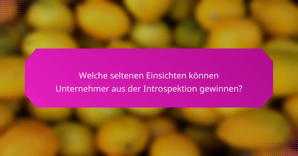 Welche seltenen Einsichten können Unternehmer aus der Introspektion gewinnen?