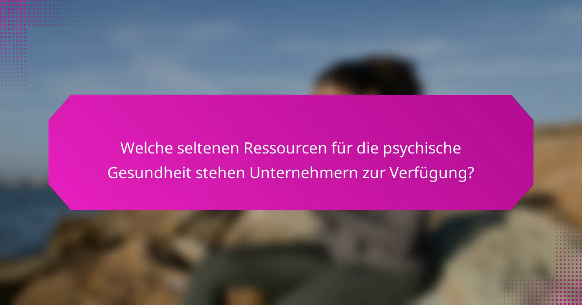 Welche seltenen Ressourcen für die psychische Gesundheit stehen Unternehmern zur Verfügung?