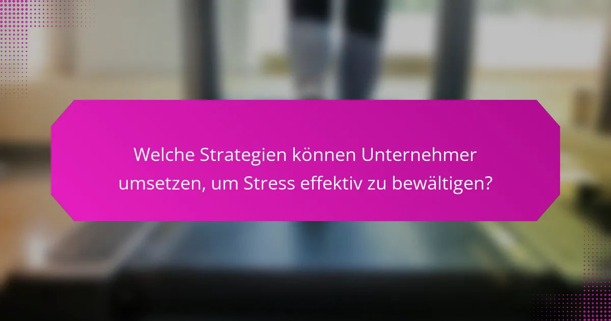 Welche Strategien können Unternehmer umsetzen, um Stress effektiv zu bewältigen?