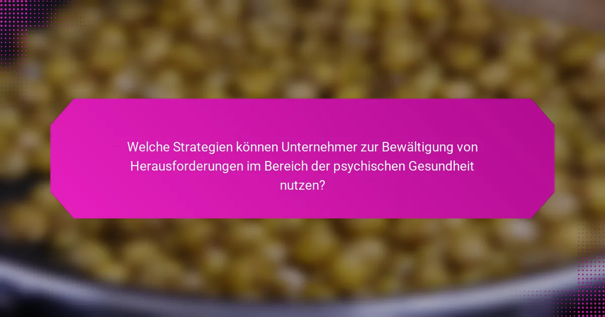 Welche Strategien können Unternehmer zur Bewältigung von Herausforderungen im Bereich der psychischen Gesundheit nutzen?