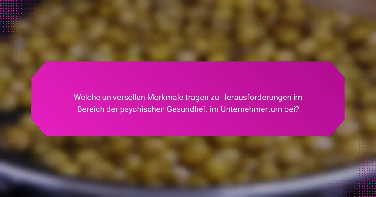 Welche universellen Merkmale tragen zu Herausforderungen im Bereich der psychischen Gesundheit im Unternehmertum bei?